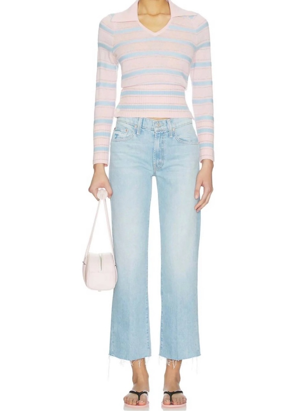 NWT Mother Midrise Rambler Zip Ankle Fray Jeans